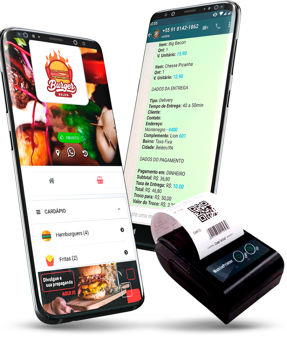 Celular, impressora e pedidos